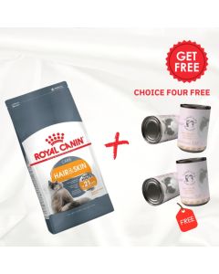 Royal Canin Feline Care Nutrition Hair & Skin 10 KG +four Farma Pet Treats Canned 375g