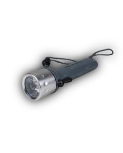 Silver water proof flashlight with battery