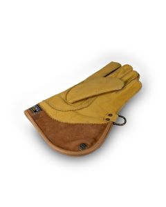 Suede and velvet falcon glove yellow and brown 