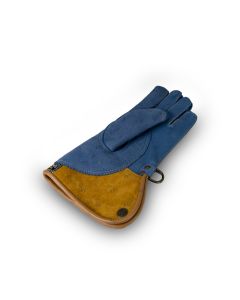 Suede and velvet falcon glove blue and orange 
