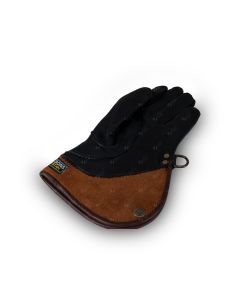 Suede and velvet falcon glove dark red and black