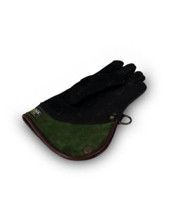 Suede and velvet falcon glove green and black 