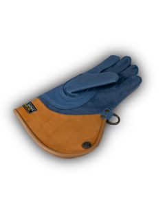 Suede and velvet falcon glove orange and blue 