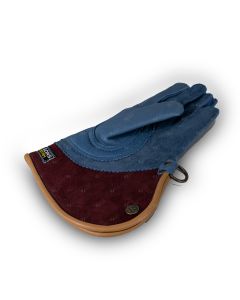 Suede and velvet falcon glove blue and dark red 