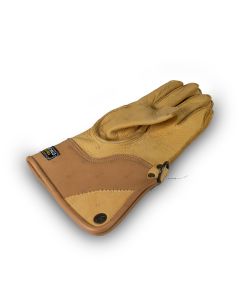 Suede and velvet falcon glove yellow and brown 