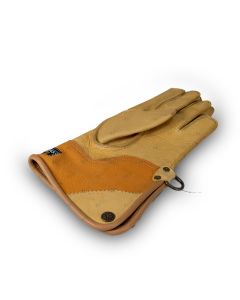 Suede and velvet falcon gloves yellow and orange 