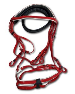 Red race bridle set tpu with kriss rubber reins 