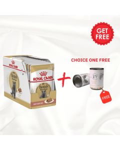 Royal Canin Feline Breed Nutrition British Shorthair (Wet Food - Pouches) 12 X 85G +one Farma Pet Treats Canned 375g
