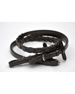 Black leather lace reins COB size