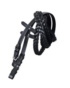 Black leather reins plaited 