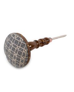 Gray clotha and wood nail stand 
