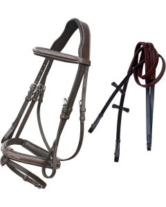 Brown Fancy stitched leather bridle full size