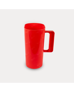 Red plastic feed scoop oval round with handle