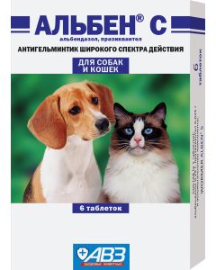 Alben С, 6 Deworming Tablets For Dogs And Cats