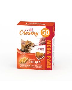 Catit Creamy Treats Mega Pack Chicken, 50 Tubes Box (Full Box)
