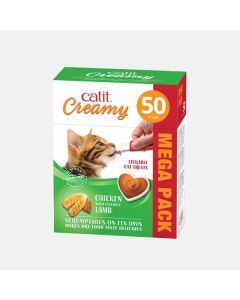 Catit Creamy Treats Mega Pack Chicken With Lamb, 50 Tubes Box ( Full Box )