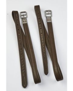 Brown leather stirrup strap nylon inserted 135 cm