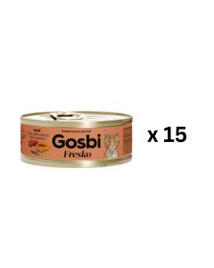 Gosbi Fresko Cat Adult Tuna And Salmon With Papaya (15 Cans X 70G)