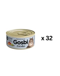 Gosbi Fresko Cat Sterilized Beef With Chicken And Greens (32 Cans X 70g)
