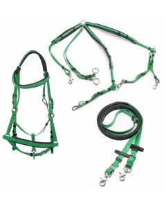 Green and black endurance bridle set tpu with kriss rubber reins