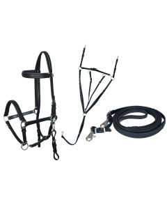 Black endurance bridle set tpu with kriss rubber reins 