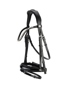 Black dressage bridle with patent nose band COB size