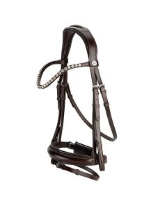 Brown dressage bridle with patent nose band COB size