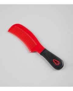 Plastic Mane Comb with Handle - Large Black & Red
