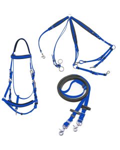 Blue and black endurance bridle set tpu with kriss rubber reins