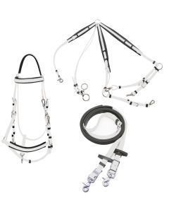 white and black endurance bridle set tpu with kriss rubber reins 