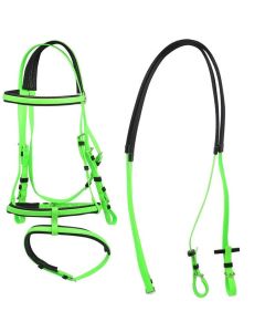 Green race bridle set tpu with kriss rubber reins 