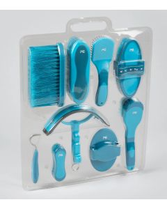 Soft-Touch Grooming Kit Set - 9 Pieces Med Blue & Peacock